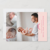 ピンクシンプルのボウフォトベビー 案内状 (裏面)