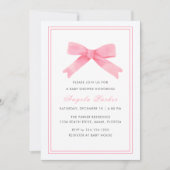 ピンクシンプルのミニマリストボーガールベビーシャワー 招待状 (正面)