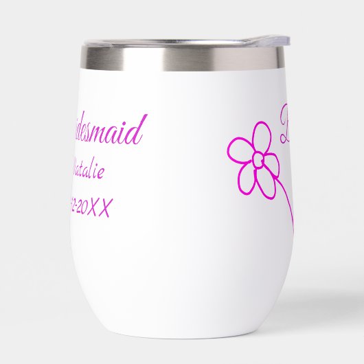 ピンクシンプルのミニマル花嫁付き添え名の年の文字 (左面)