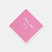 ピンクシンプルのミニマル花嫁付き添え名の年の文字 スタンダードカクテルナプキン (角)