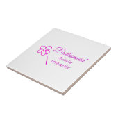 ピンクシンプルのミニマル花嫁付き添え名の年の文字 タイル (側面)