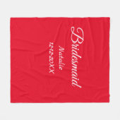 ピンクシンプルのミニマル花嫁付き添え名の年の文字 フリースブランケット (正面(横))