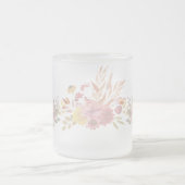 ピンクシンプルのモダンフローラひまわり フロストグラスマグカップ (中央)