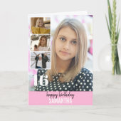 ピンクシンプルの写真 |コラージュ誕生日グリーティングカード カード (正面)