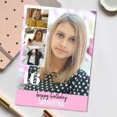 ピンクシンプルの写真 |コラージュ誕生日グリーティングカード カード