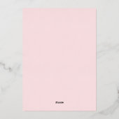 ピンクシンプルの書モダン道バプテスマ写真 箔招待状 (裏面)