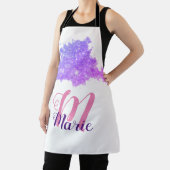 ピンクシンプルの紫のスパークルお名前を追加let エプロン (インサイチュ)