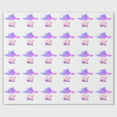 ピンクシンプルの紫のスパークルお名前を追加let ラッピングペーパー (フラット)