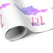 ピンクシンプルの紫のスパークルお名前を追加let ラッピングペーパー (ロールコーナー)