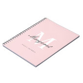 ピンクシンプルエレガントシッガーリーク・モノグラム名 ノートブック (左側)