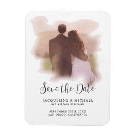 ピンクシンプルエレガントモダンのスクリプト水彩写真 マグネット