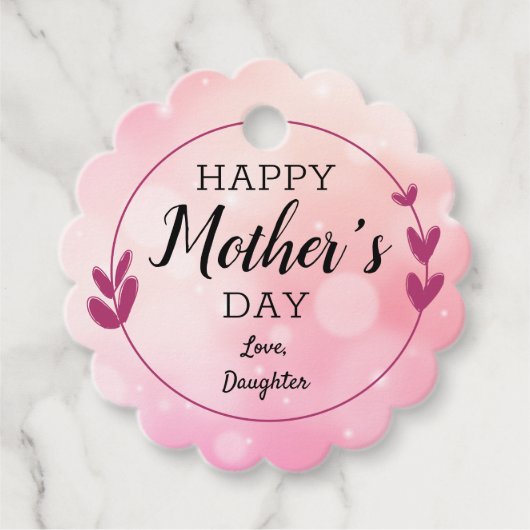 ピンクシンプルエレガント色の母の日 フェイバータグ (正面)