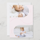 ピンクシンプルガールアーチフォトコラージュベビー誕生 案内状 (裏面)
