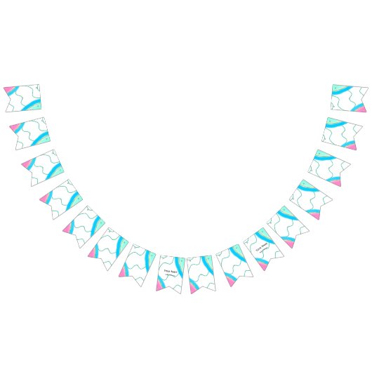 ピンクシンプルクミニマルグリーン水彩追加ネーム文字 バンティングフラッグ (全)