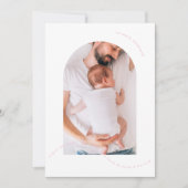 ピンクシンプルク生まれたばかりのアーチ写真コラージュベビー誕生 案内状 (正面)