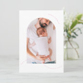 ピンクシンプルク生まれたばかりのアーチ写真コラージュベビー誕生 案内状 (スタンド正面)