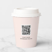ピンクシンプルハートビジネスロゴQRコードカスタム 紙コップ (裏面)