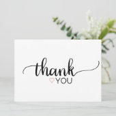 ピンクシンプルハート書空白のサンキューカード 招待状 (スタンド正面)