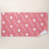 ピンクシンプルパーソナライズされたの繰り返し名 ビーチタオル (正面)