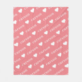 ピンクシンプルパーソナライズされたの繰り返し名 フリースブランケット (正面)
