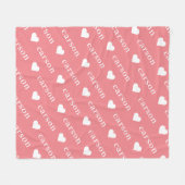 ピンクシンプルパーソナライズされたの繰り返し名 フリースブランケット (正面(横))