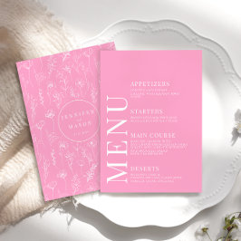 ピンクシンプルフローラのメ結婚ニュー・カード エンクロージャーカード