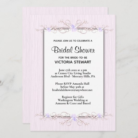 ピンクシンプルブライダルシャワー招待 招待状 (正面/裏面)