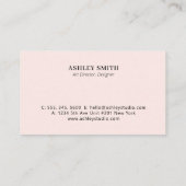 ピンクシンプルプロフェッショナルミニマル名刺 名刺 (裏面)