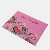 ピンクシンプルプロフェッショナル書道マグノリアス ドアマット (アングル)