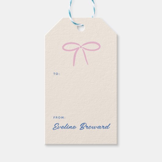 ピンクシンプルボー空白のギフトラベル ギフトタグ (正面)