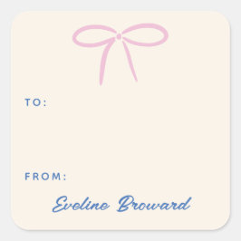 ピンクシンプルボー空白のギフトラベル スクエアシール
