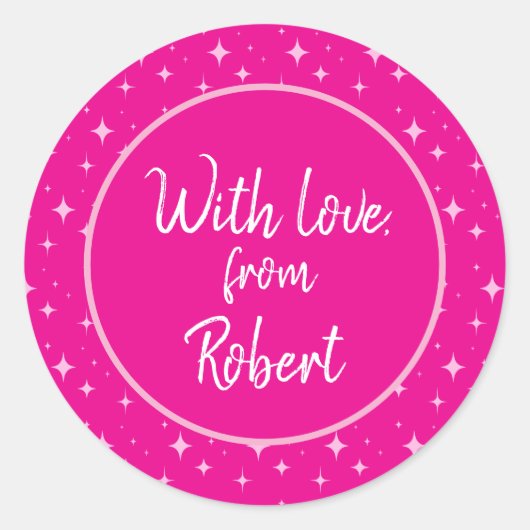 ピンクシンプルミニマル色 ラウンドシール (正面)