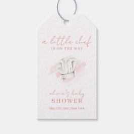 ピンクシンプルモダンの小さなシェフベビーシャワー ギフトタグ