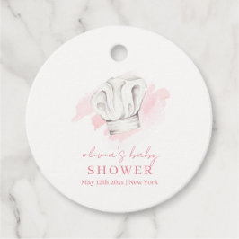 ピンクシンプルモダンの小さなシェフベビーシャワー フェイバータグ