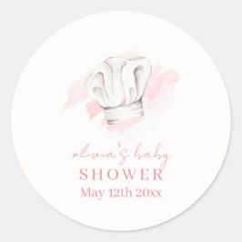 ピンクシンプルモダンの小さなシェフベビーシャワー ラウンドシール