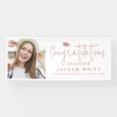 ピンクシンプルモダンの脚本写真卒業パーティー 横断幕 (横)