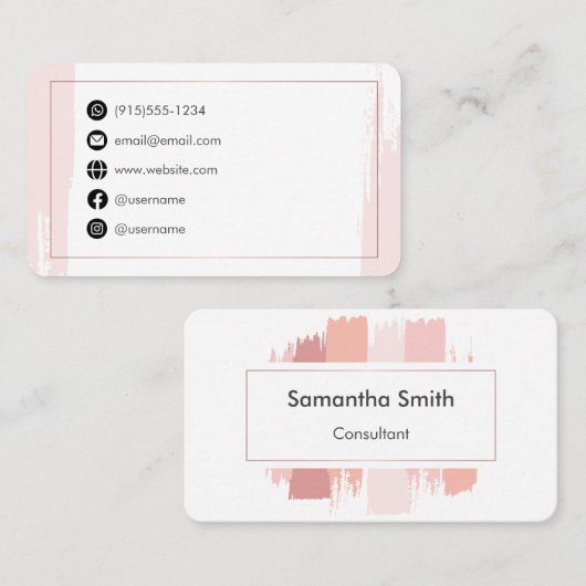 ピンクシンプルモダン色 名刺 (正面/裏面)
