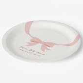 ピンクシンプルヴィンテージボウガールベビーシャワー ペーパープレート (アングル)