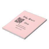 ピンクシンプル文字赤ちゃんシャワーq rコード追加の名前thr ノートパッド (回転)