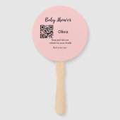 ピンクシンプル文字赤ちゃんシャワーq rコード追加の名前thr ハンドファン (裏面)