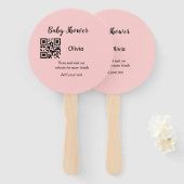 ピンクシンプル文字赤ちゃんシャワーq rコード追加の名前thr ハンドファン (正面&裏面)