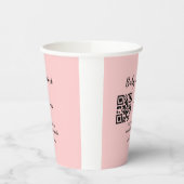 ピンクシンプル文字赤ちゃんシャワーq rコード追加の名前thr 紙コップ (左)