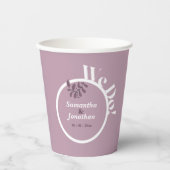 ピンクシンプル結婚封筒用シール 紙コップ (正面)