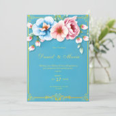 ピンクシンプル結婚式招待状カード シーズンカード (スタンド正面)