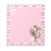 ピンクシンプル色かわいいアニメBOHOメモ帳 ノートパッド (正面)