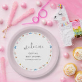 ピンクシンプル色の小さなワイルドフラワーベビーシャワーへようこそ ペーパープレート (パーティー)