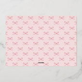 ピンクシンプル色の弓の波状の写真クリスマス 箔シーズンカード (裏面)