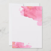 ピンクシンプル色の水彩ブ結婚ラシ 招待状 (裏面)