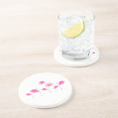 ピンクシンプル色の水彩花束花ピンク白 コースター (側面)