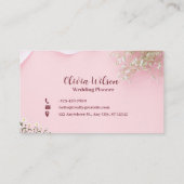 ピンクシンプル色ミニマリストフラワーウェディングプランナー エンクロージャーカード (裏面)